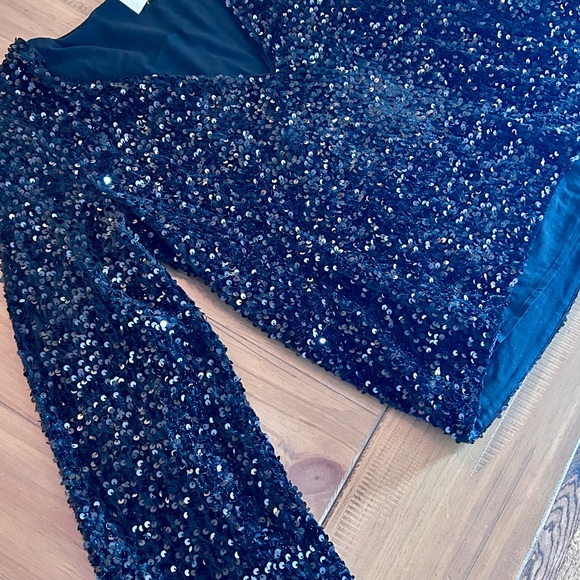 Sezane Shiny Blouse black sequin top size 40 - Picture 5 of 6